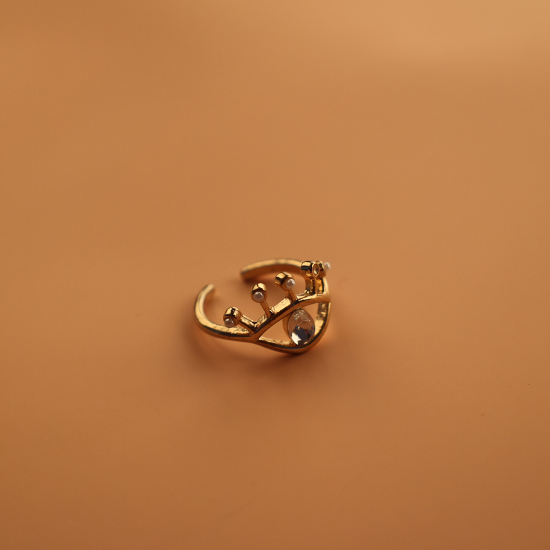 Anillo ajustable de cadena geométrica de malla chapada en oro de cobre de moda