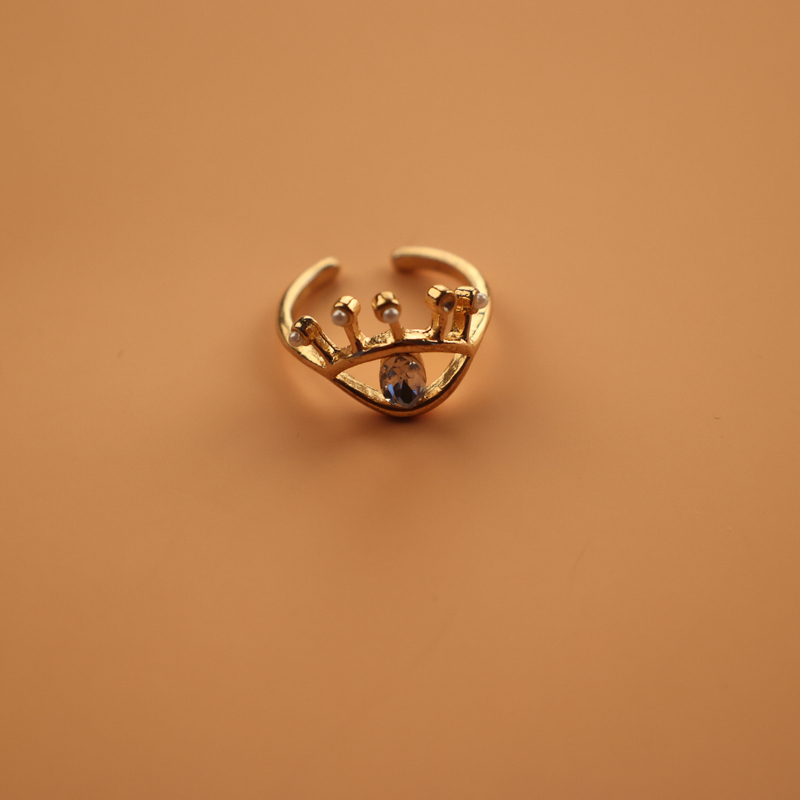 Anillo ajustable de cadena geométrica de malla chapada en oro de cobre de moda