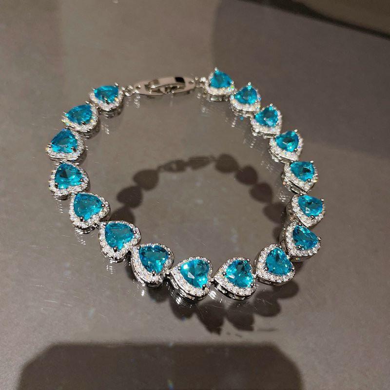 Pulsera de cadena de eslabones de piedra en forma de corazón de alta calidad